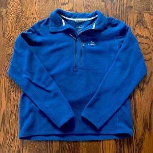 L.L. bean Men’s fleece blue Med 3/4 zip pullover white sewn emblem like new feel